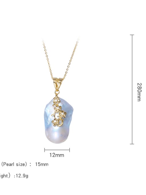 Pearl Pendant（no Chain) Brass Freshwater Pearl Irregular Vintage Necklace(No Chain)