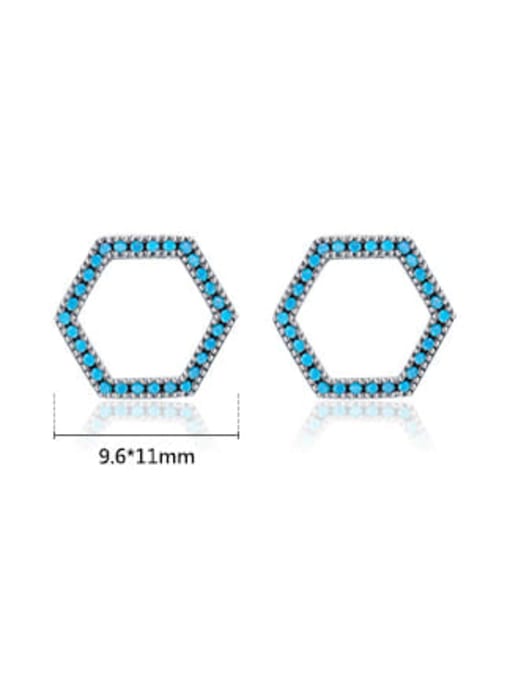 MODN 925 Sterling Silver Turquoise Geometric Minimalist Stud Earring 2