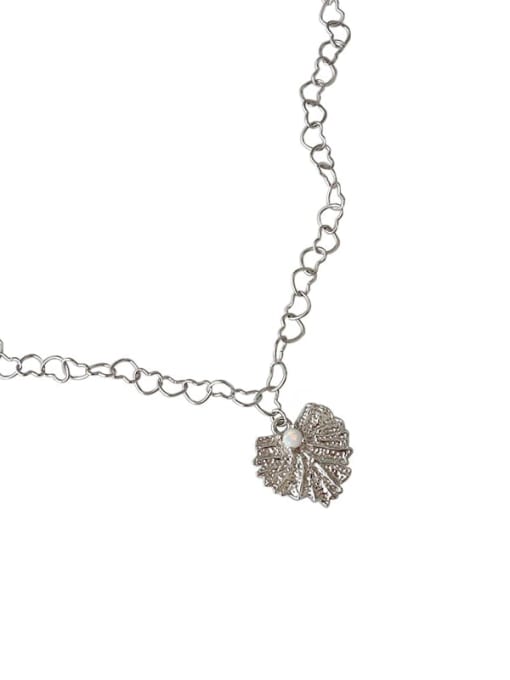 DAKA 925 Sterling Silver Imitation Pearl Leaf Vintage Necklace 4
