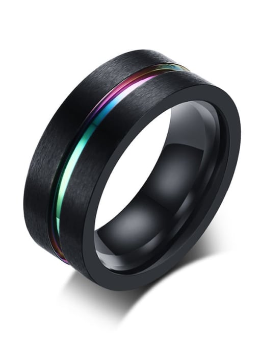 Black color Titanium Steel Geometric Minimalist Band Ring
