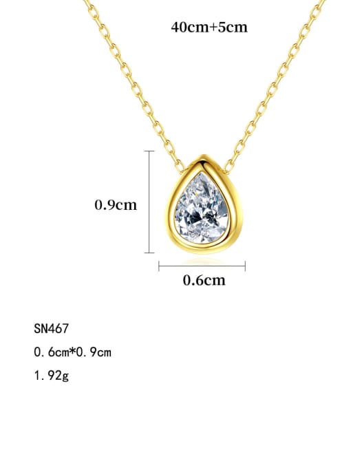 CCUI 925 Sterling Silver Cubic Zirconia Water Drop Minimalist Necklace 4