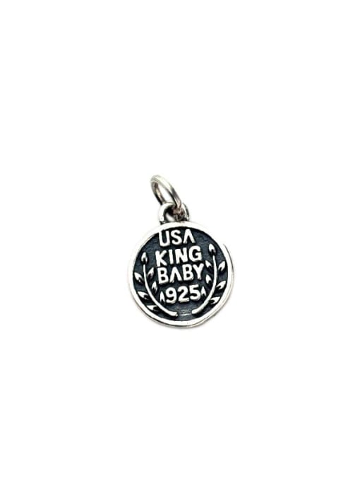 SHUI Vintage Sterling Silver With Minimalist Letter Round Pendant Diy Accessories 0