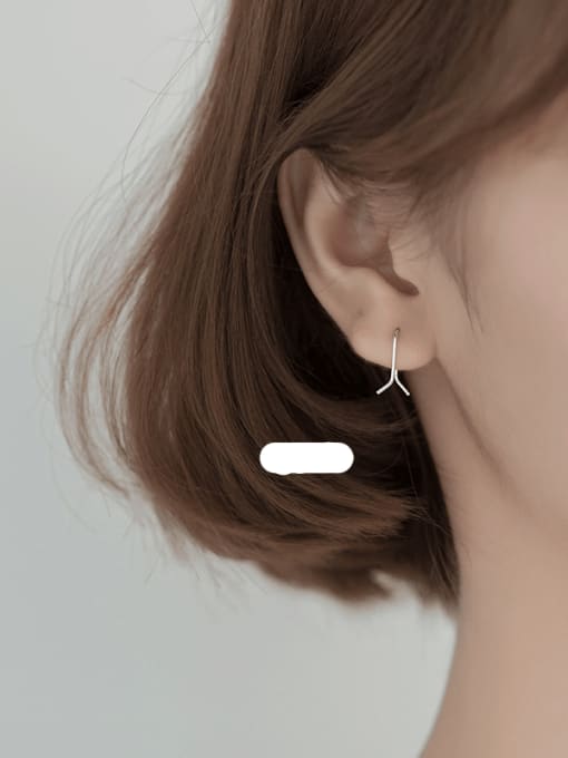 Silver 925 Sterling Silver Geometric Minimalist Clip Earring
