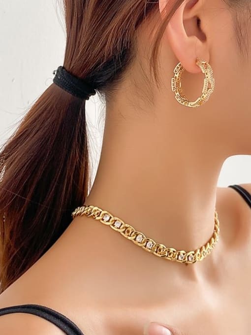ROSS Brass Cubic Zirconia Round Luxury Huggie Earring 1