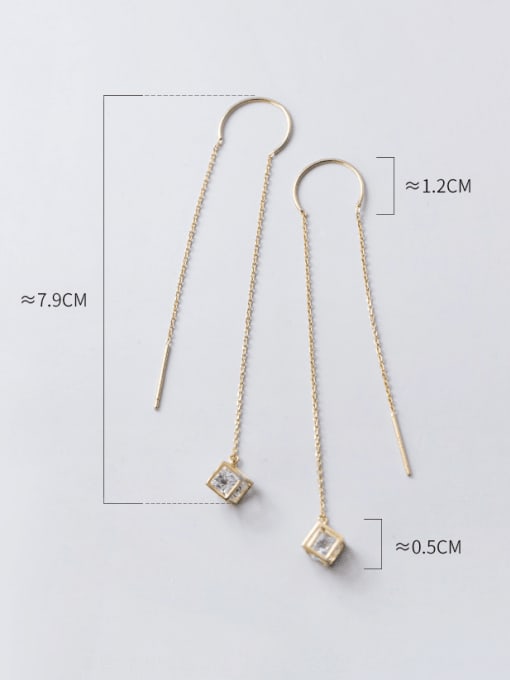 Rosh 925 Sterling Silver Cubic Zirconia Geometric Tessel Minimalist Threader Earring 1