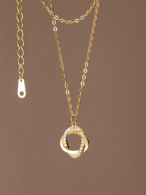 gold 925 Sterling Silver Cubic Zirconia Geometric Minimalist Necklace