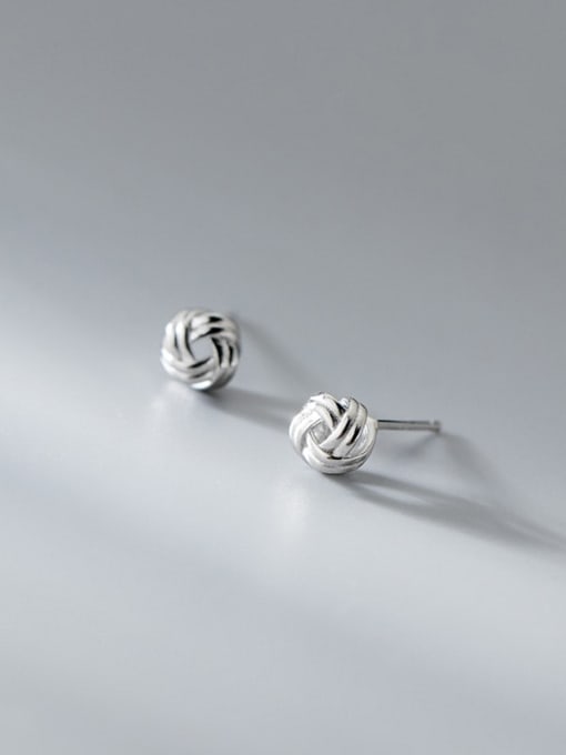 Rosh 925 Sterling Silver Round  Knot Cute Stud Earring 1