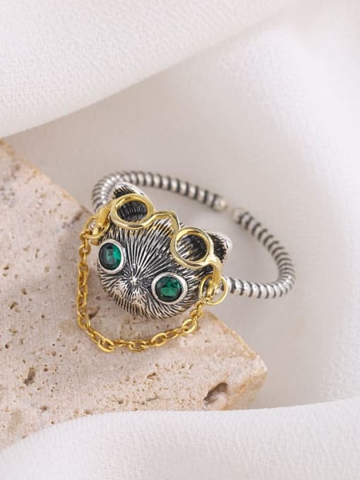 KDP-Silver 925 Sterling Silver Cubic Zirconia Owl Vintage Band Ring 2