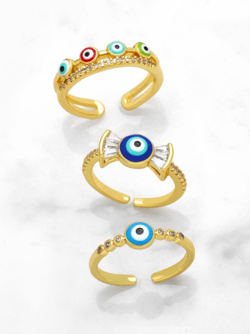 CC Brass Enamel Evil Eye Vintage Band Ring
