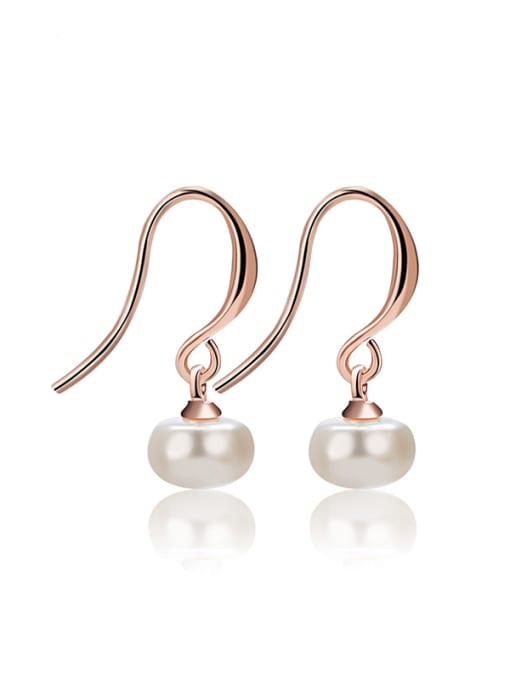 BLING SU Copper Imitation Pearl Round Minimalist Hook Earring 0