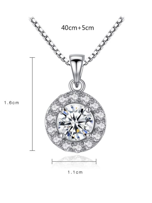 CCUI 925 Sterling Silver Cubic Zirconia simple Round Pendant Necklace 2