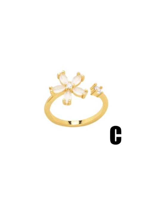 CC Brass Imitation Pearl Flower Minimalist Band Ring 4