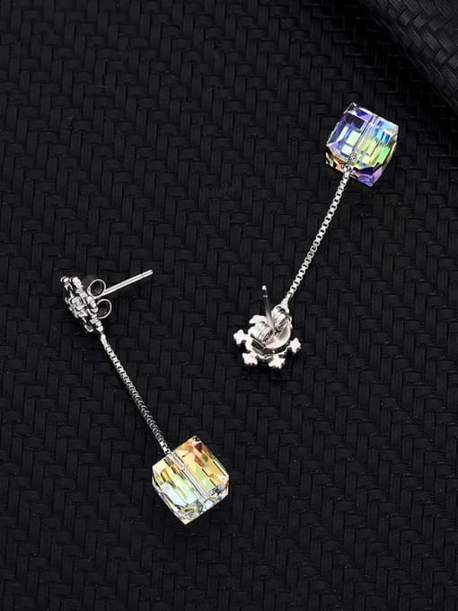 BC-Swarovski Elements 925 Sterling Silver Austrian Crystal Square Classic Drop Earring 2