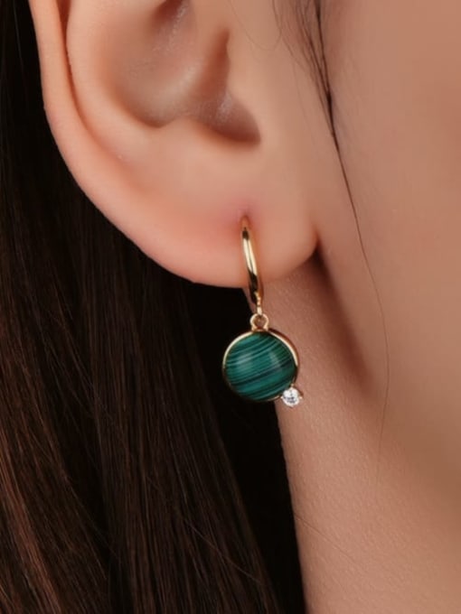 CHARME Brass Opal Geometric Minimalist Huggie Earring 1