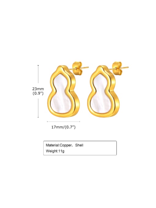 CONG Brass Shell Irregular Gourd Minimalist Stud Earring 2