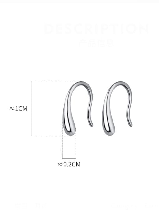 Rosh 925 Sterling Silver Irregular Minimalist Hook Earring 3