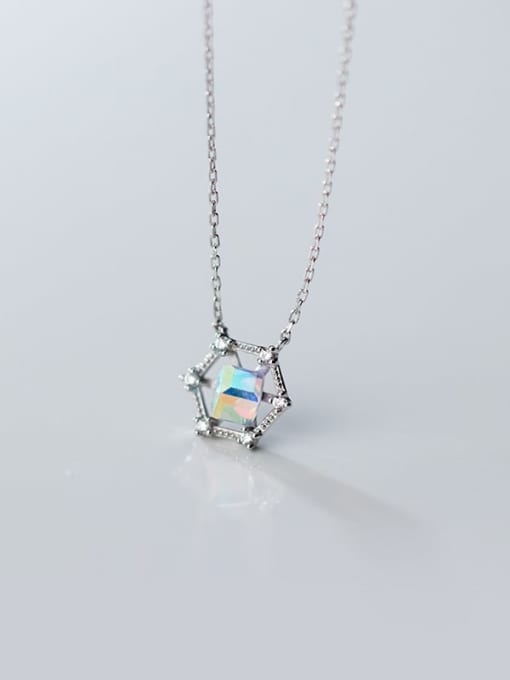 Rosh 925 Sterling Silver  Minimalist Hexagon Pendant Necklace 4
