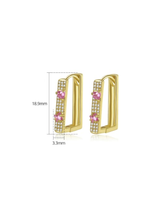E22100308 Pk Brass Cubic Zirconia Geometric Dainty Huggie Earring