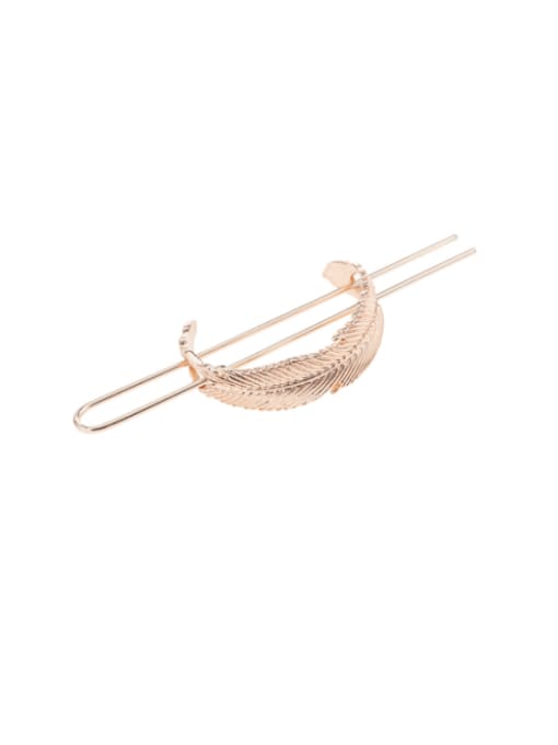 rose gold Alloy Minimalist Pockmarked Curved Leaves Hollow Hairpin