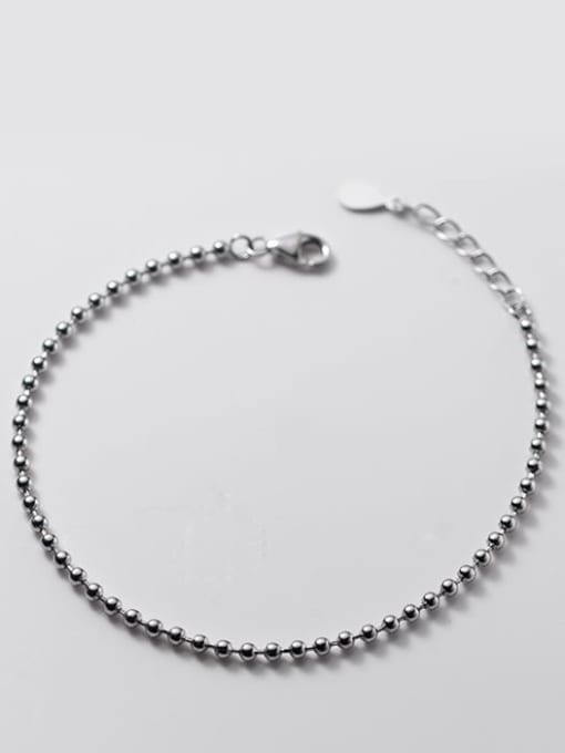 S925 silver bracelet 0.2cm 925 Sterling Silver Bead Round Minimalist Beaded Bracelet