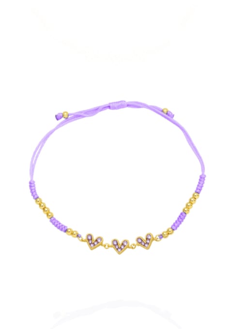 purple Brass Cubic Zirconia Weave Bohemia Adjustable Bracelet