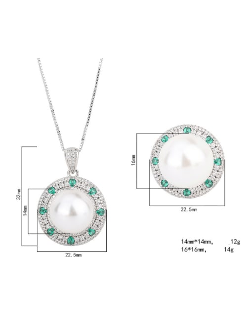 ROSS Brass Imitation Pearl Luxury Geometric  Ring and Pendant Set 1