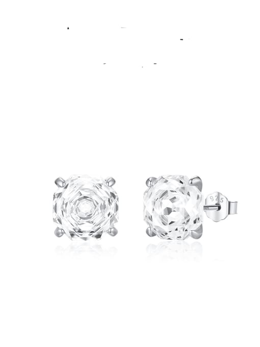 White 6mm 925 Sterling Silver Cubic Zirconia Flower Dainty Stud Earring