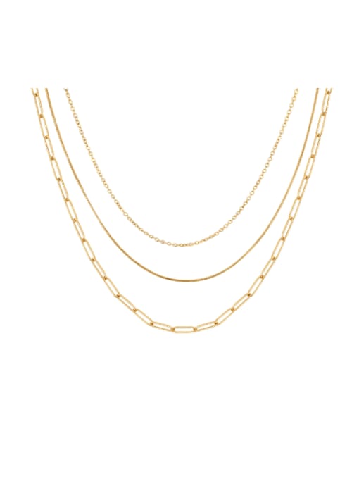 CONG Stainless steel Irregular Minimalist Multi  Three Layers Chain Necklace 0