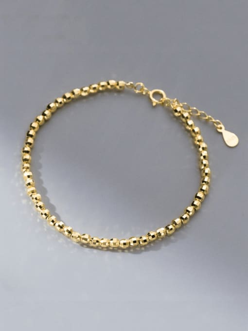 gold 925 Sterling Silver Geometric Minimalist Handmade Beaded Bracelet