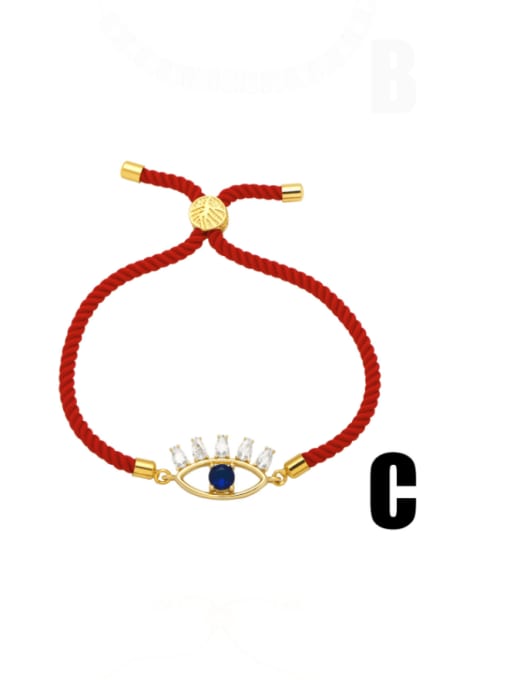 C Brass Cubic Zirconia Evil Eye Vintage Adjustable Bracelet