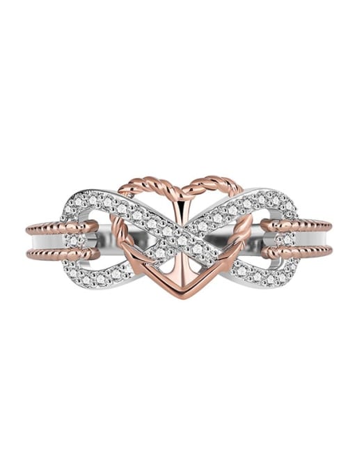 Dual color heart shaped zircon ring Brass Cubic Zirconia Heart Minimalist Band Ring