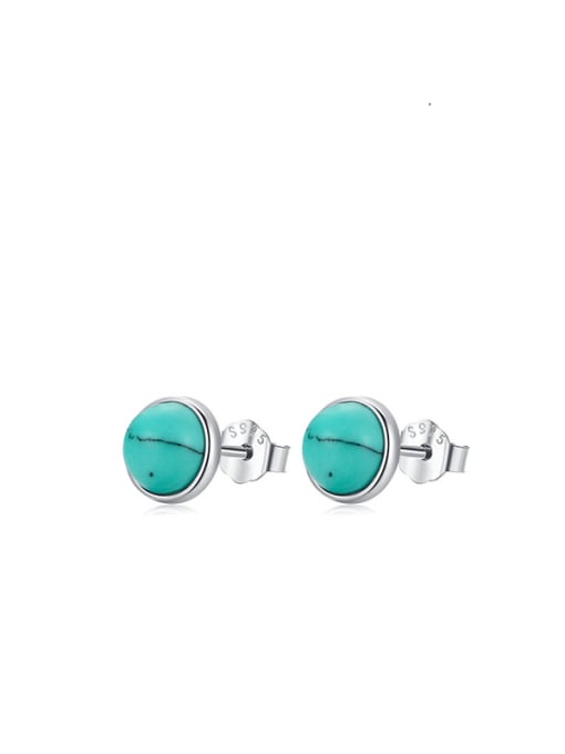 RHE1166 6 925 Sterling Silver Turquoise Geometric Minimalist Stud Earring