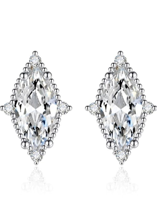 White Brass Cubic Zirconia Geometric Luxury Cluster Earring