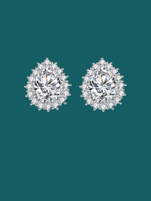 White Diamond Brass Cubic Zirconia Multi Color Water Drop Dainty Stud Earring