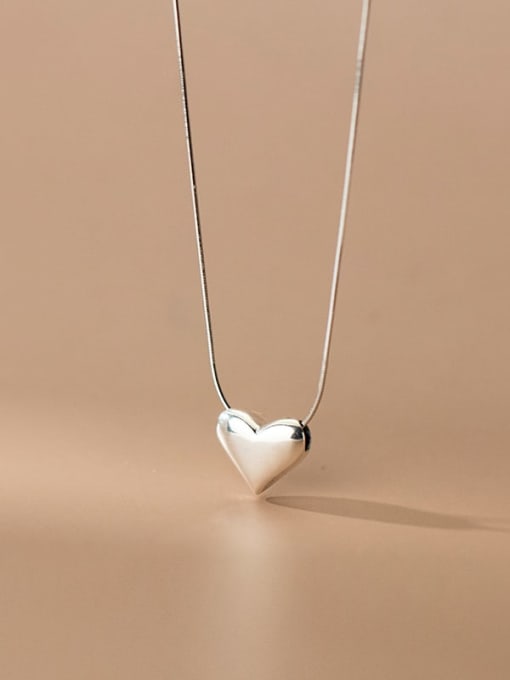 Rosh 925 Sterling Silver Smooth Heart Minimalist Necklace 1
