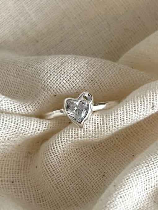 Boomer Cat 925 Sterling Silver Cubic Zirconia Heart Vintage Band Ring 3