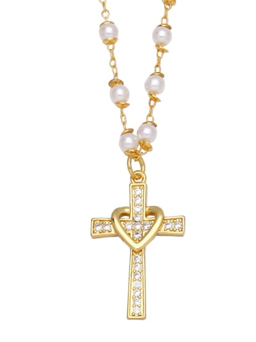 A Brass Imitation Pearl Religious Ethnic Regligious Necklace
