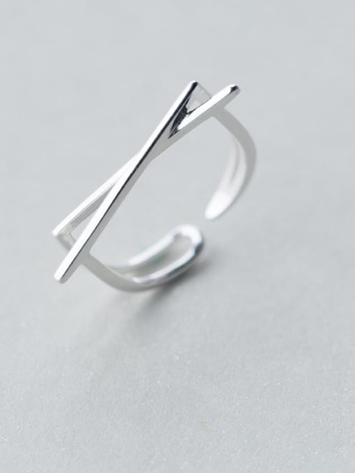 Rosh 925 Sterling Silver Smooth Cross Minimalist  Free Size Ring