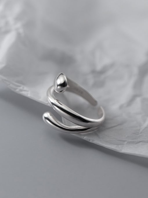 Rosh 925 Sterling Silver Irregular Minimalist Stackable Ring 0