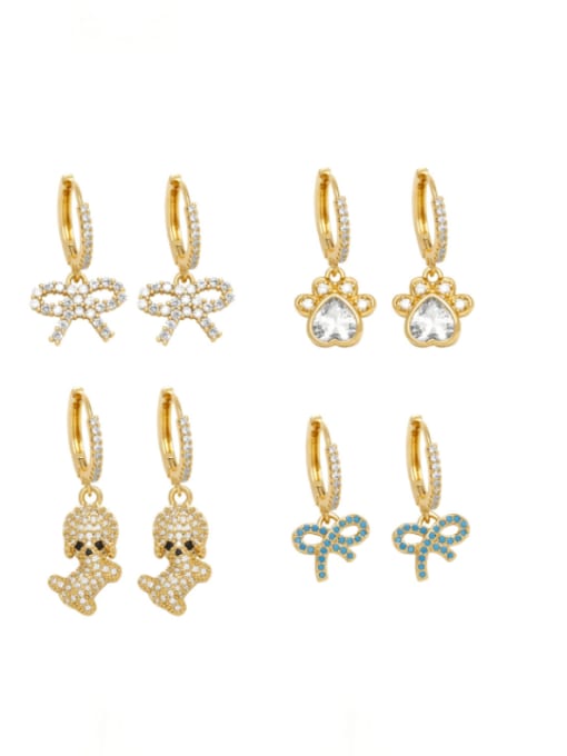 CC Brass Imitation Pearl Bowknot Minimalist Huggie Earring
