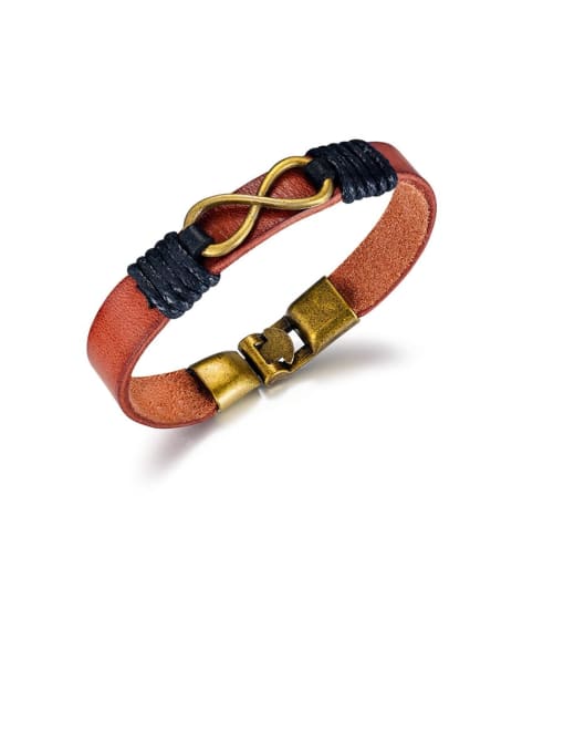 1395- Brown Titanium Black Leather Number Vintage Band Bracelets