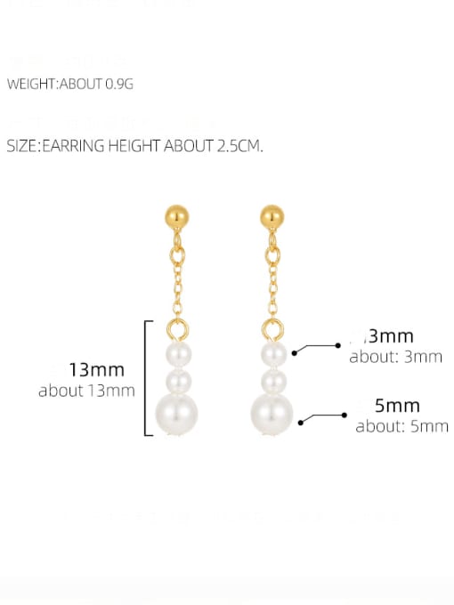 BeiFei Minimalism Silver 925 Sterling Silver Imitation Pearl Geometric Minimalist Drop Earring 4