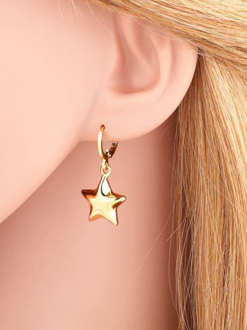 CC Brass Pentagram Minimalist Huggie Earring 1