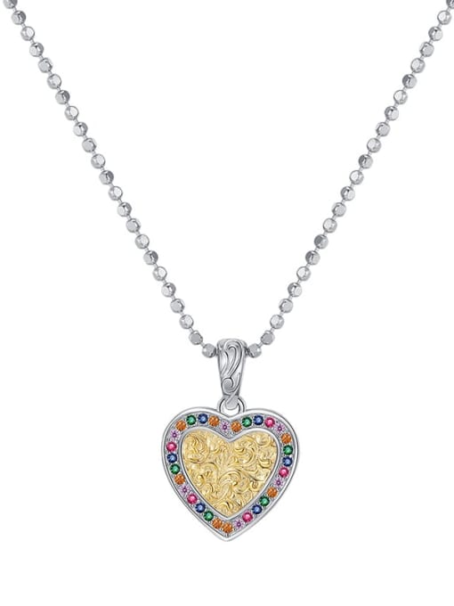 KDP-Silver 925 Sterling Silver Cubic Zirconia Heart Classic Necklace 0