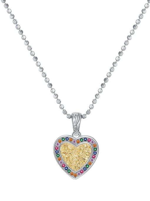 KDP-Silver 925 Sterling Silver Cubic Zirconia Heart Classic Necklace