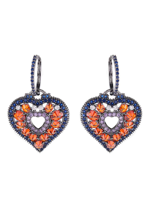 Luxu Brass Cubic Zirconia Heart Luxury Huggie Earring 2