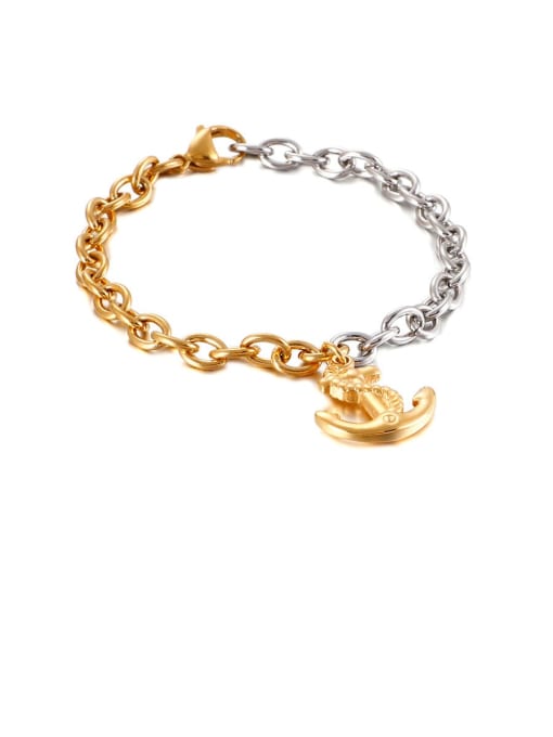 gold Stainless Steel Irregular Anchor Vintage Chain  Bracelet
