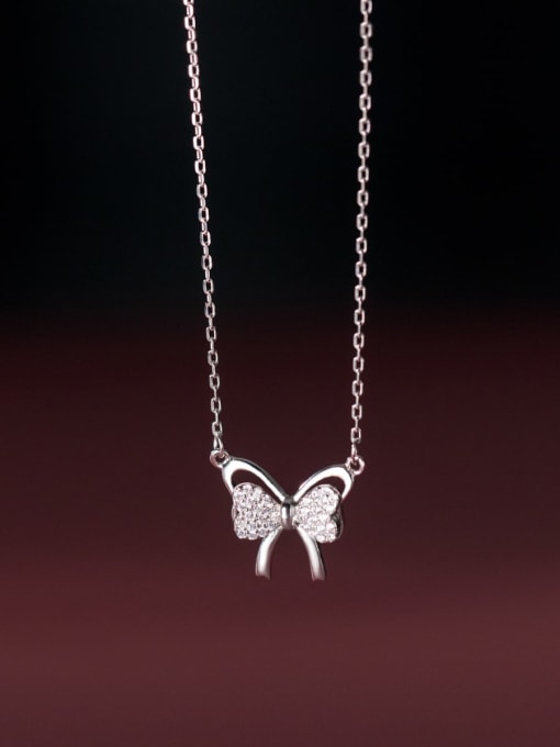 Rosh 925 Sterling Silver Cubic Zirconia Butterfly Minimalist Necklace 1