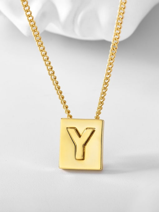 Gold Letter Y Brass Geometric Minimalist Necklace