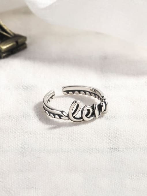 HAHN 925 Sterling Silver Hollow Letter Love Vintage Midi Ring 3